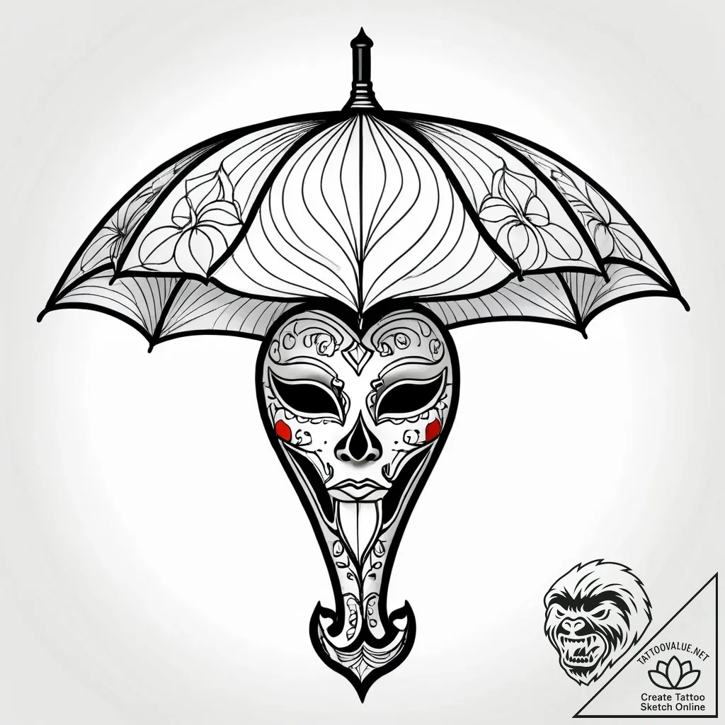 Tattoo sketch, paprika with mask and umbrella... - style Jagger Old - tattoo sketch (05.12.2025 08:59)