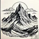 A majestic, snow-capped mountain peak breakin… – style Jaeger Simple – tattoo sketch (05.12.2025 09:37)