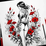 Tattoo sketch, sophie walking through flowers… – style Jaeger Simple – tattoo sketch (05.12.2025 10:57)