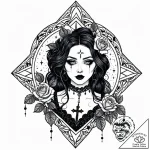 Tat tattoo sketch, goth figure with intricate… – style Jaeger Mini – tattoo sketch (05.12.2025 11:17)