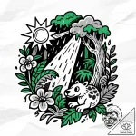 A sunbeam piercing through the canopy of a de… – style Flux Inscriptions – tattoo sketch (05.12.2025 11:57)