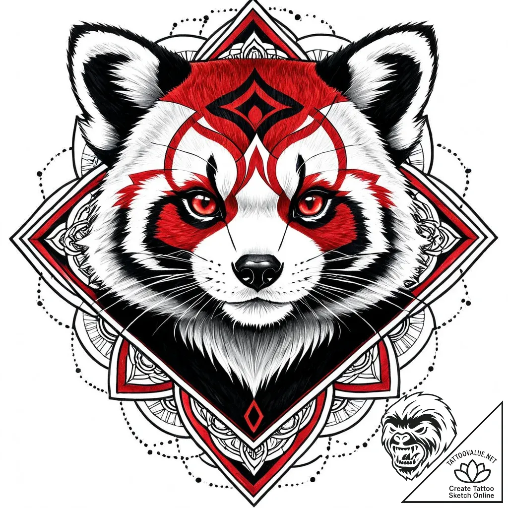 Tattoo sketch, mei’s face half-human half-red... - style Jaeger Mini - tattoo sketch (05.12.2025 12:37)