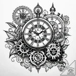 Tattoo sketch, paprika surrounded by clocks a… – style Jaeger Simple – tattoo sketch (05.12.2025 13:37)