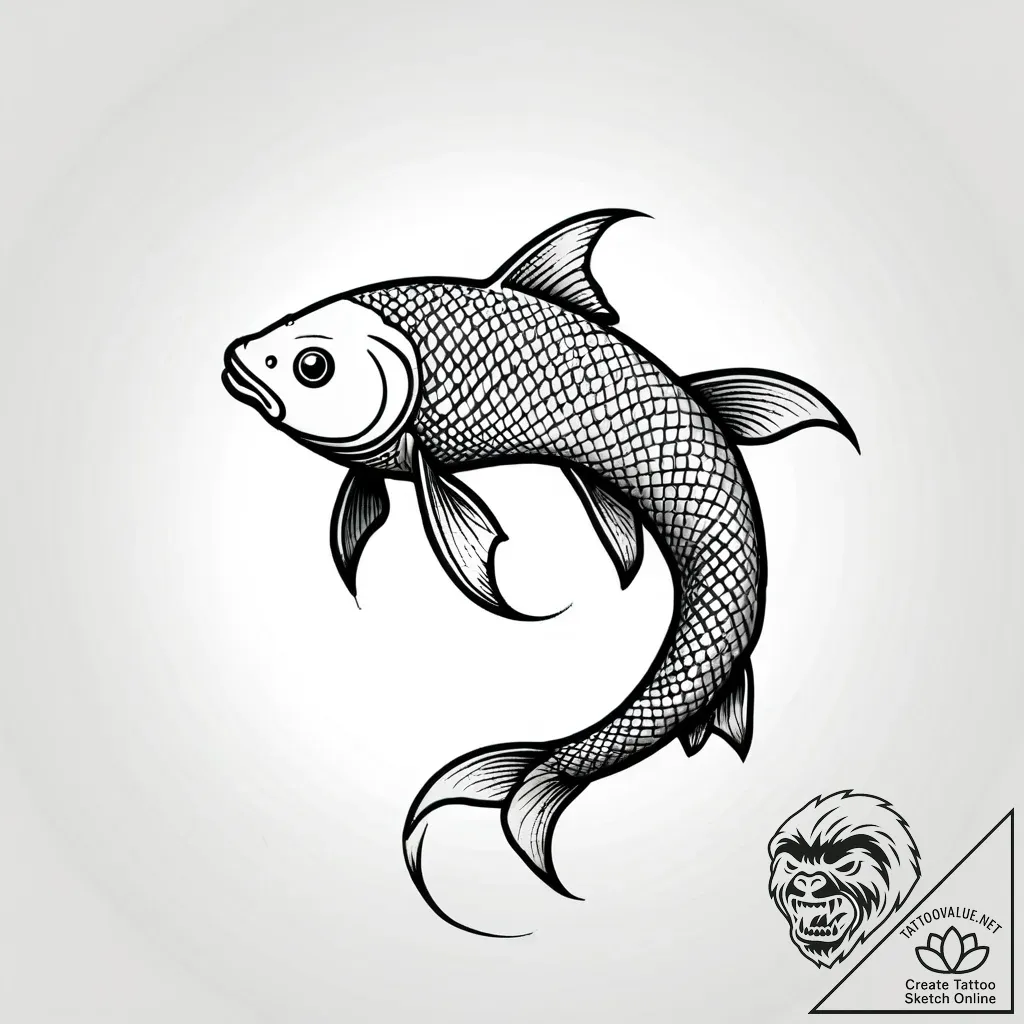 Koi fish, one black, one white, forming a yin... - style Jagger Old - tattoo sketch (05.12.2025 14:17)