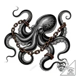 Kraken tentacles wrapped in chains, tattoo fl… – style Flux Inscriptions – tattoo sketch (05.12.2025 15:58)