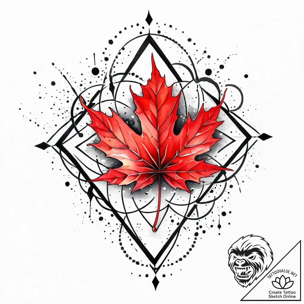 Tat tattoo sketch, maple leaves with crisp ge... - style Jaeger Mini - tattoo sketch (05.12.2025 16:36)