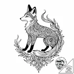 Tattoo sketch, slender fox silhouette walking… – style Jaeger Mini – tattoo sketch (05.12.2025 17:39)