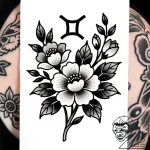 Tattoo design a floral arrangement forming th… – style Flux Inscriptions – tattoo sketch (05.12.2025 18:17)