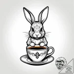 A whimsical bunny rabbit sipping tea in a tin… – style Jagger Old – tattoo sketch (05.12.2025 20:37)