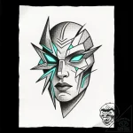 Tattoo sketch, abstract tiger face fragmented… – style Flux Inscriptions – tattoo sketch (05.12.2025 22:17)