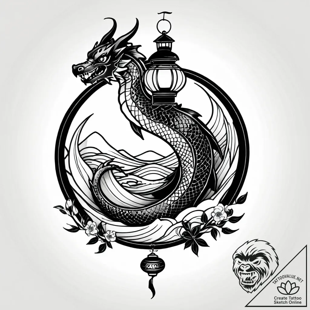 Tattoo sketch a stylized lantern casting eeri... - style Jagger Old - tattoo sketch (05.12.2025 23:17)