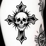 Tattoo sketch, gothic cross with skull at cen… – style Flux Inscriptions – tattoo sketch (05.12.2025 23:37)