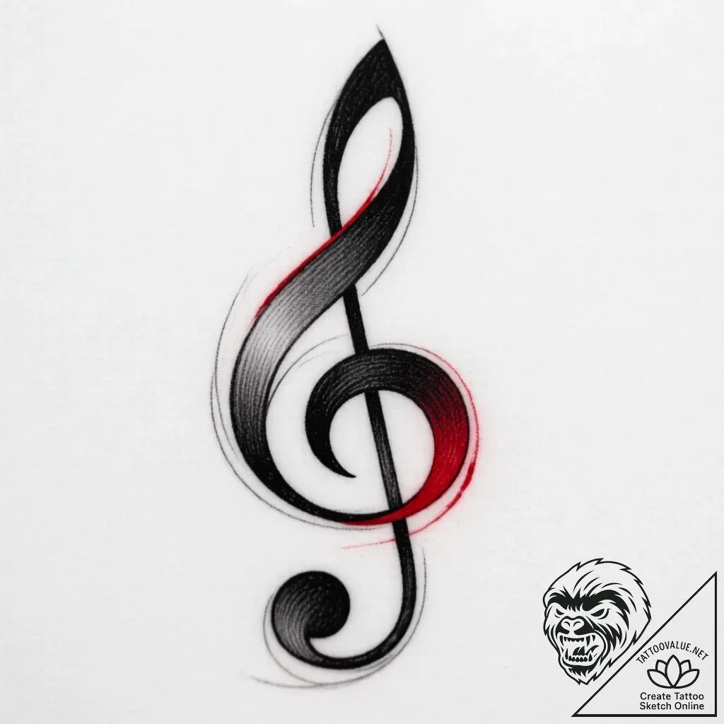 басовый ключ, artistic tattoo sketch, realist... - style Flux Inscriptions - tattoo sketch (06.12.2025 00:37)