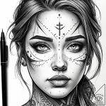 Tattoo sketch, joe with soulful eyes close-up… – style Jaeger Simple – tattoo sketch (06.12.2025 02:17)