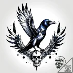 Tattoo sketch, raven perched on cracked skull… – style Jagger Old – tattoo sketch (06.12.2025 02:57)