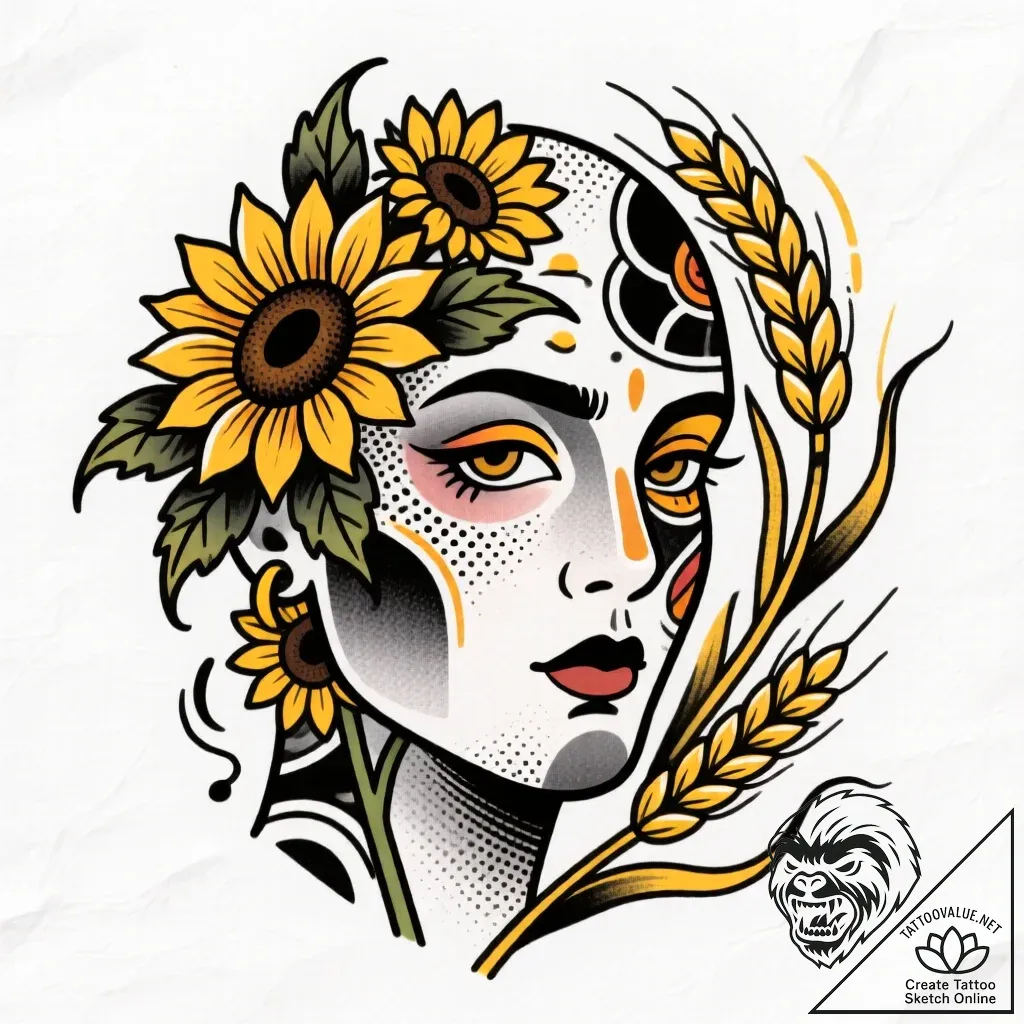 Tattoo sketch a leo lion's face adorned with... - style Flux Inscriptions - tattoo sketch (06.12.2025 03:17)