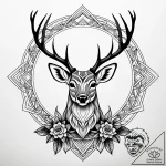 Tattoo sketch, bambi silhouette with antlers… – style Jaeger Simple – tattoo sketch (06.12.2025 04:57)