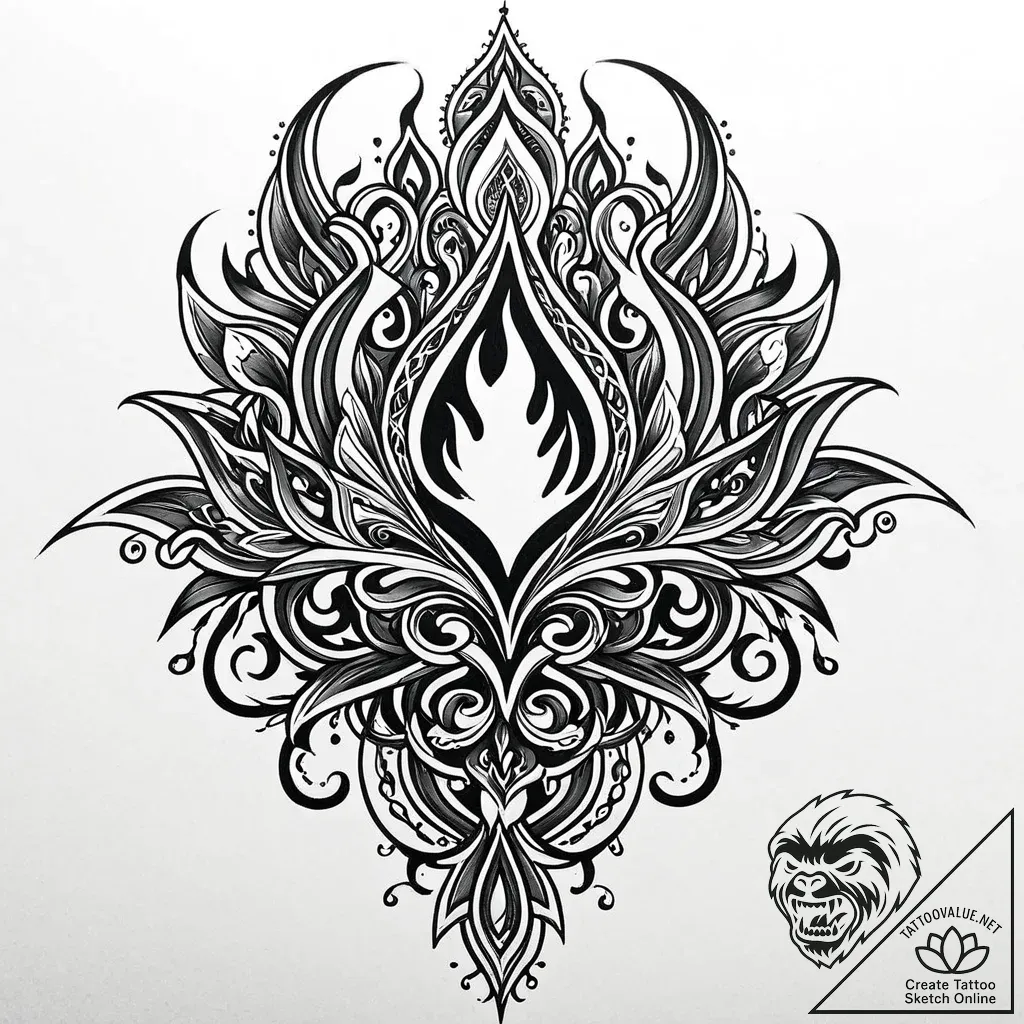 Tattoo sketch, soul flame glowing silhouette,... - style Jaeger Mini - tattoo sketch (06.12.2025 05:17)