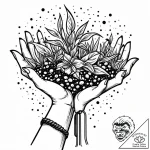 Tattoo sketch: a stylized depiction of hands… – style Jaeger Mini – tattoo sketch (06.12.2025 09:17)