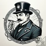 Tattoo sketch, polar express conductor silhou… – style Jaeger Simple – tattoo sketch (06.12.2025 11:37)