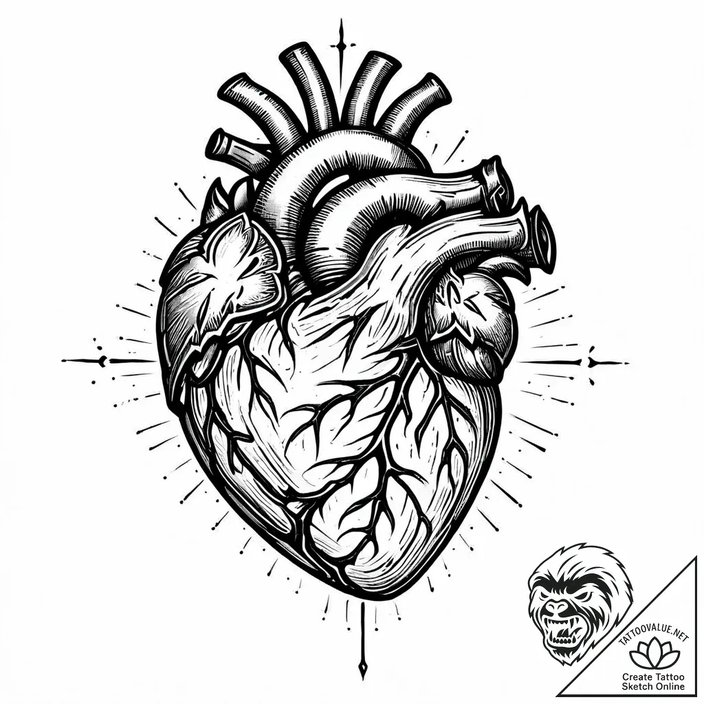 Tattoo design a human heart, anatomically cor... - style Jaeger Mini - tattoo sketch (06.12.2025 11:56)
