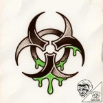 Tattoo sketch a stylized biohazard symbol dri… – style Flux Inscriptions – tattoo sketch (06.12.2025 13:37)