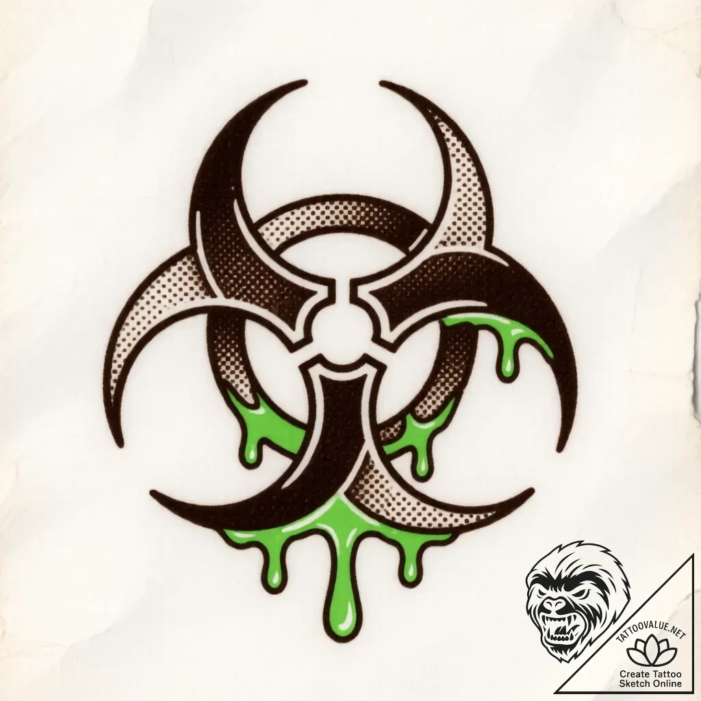 Tattoo sketch a stylized biohazard symbol dri... - style Flux Inscriptions - tattoo sketch (06.12.2025 13:37)