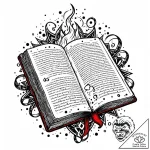 Tattoo design an open spellbook with glowing… – style Jaeger Mini – tattoo sketch (06.12.2025 14:17)