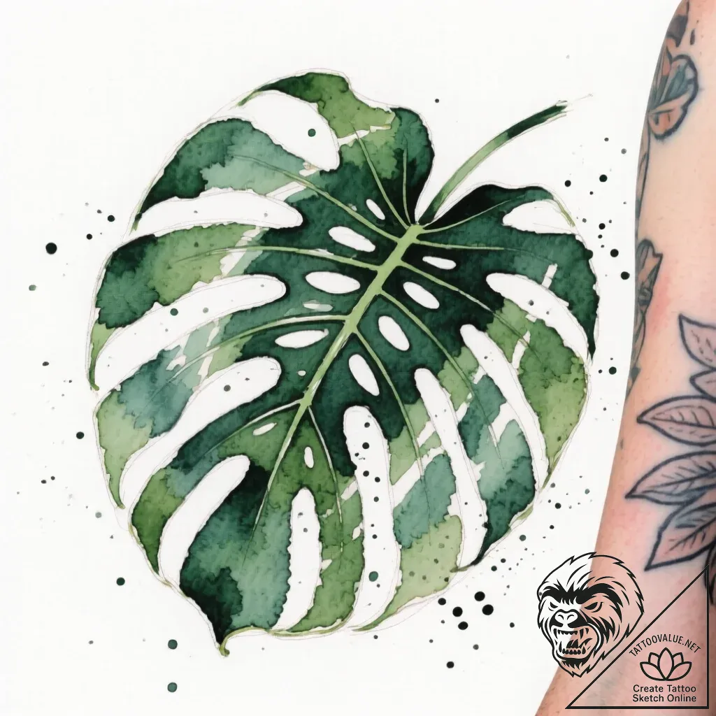 Tat tattoo sketch, tropical palm leaves with... - style Flux Inscriptions - tattoo sketch (06.12.2025 14:57)
