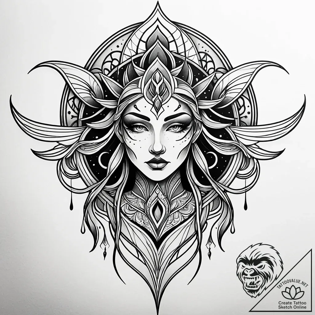 Tattoo design abstract lines forming a powerf... - style Jaeger Simple - tattoo sketch (06.12.2025 15:17)