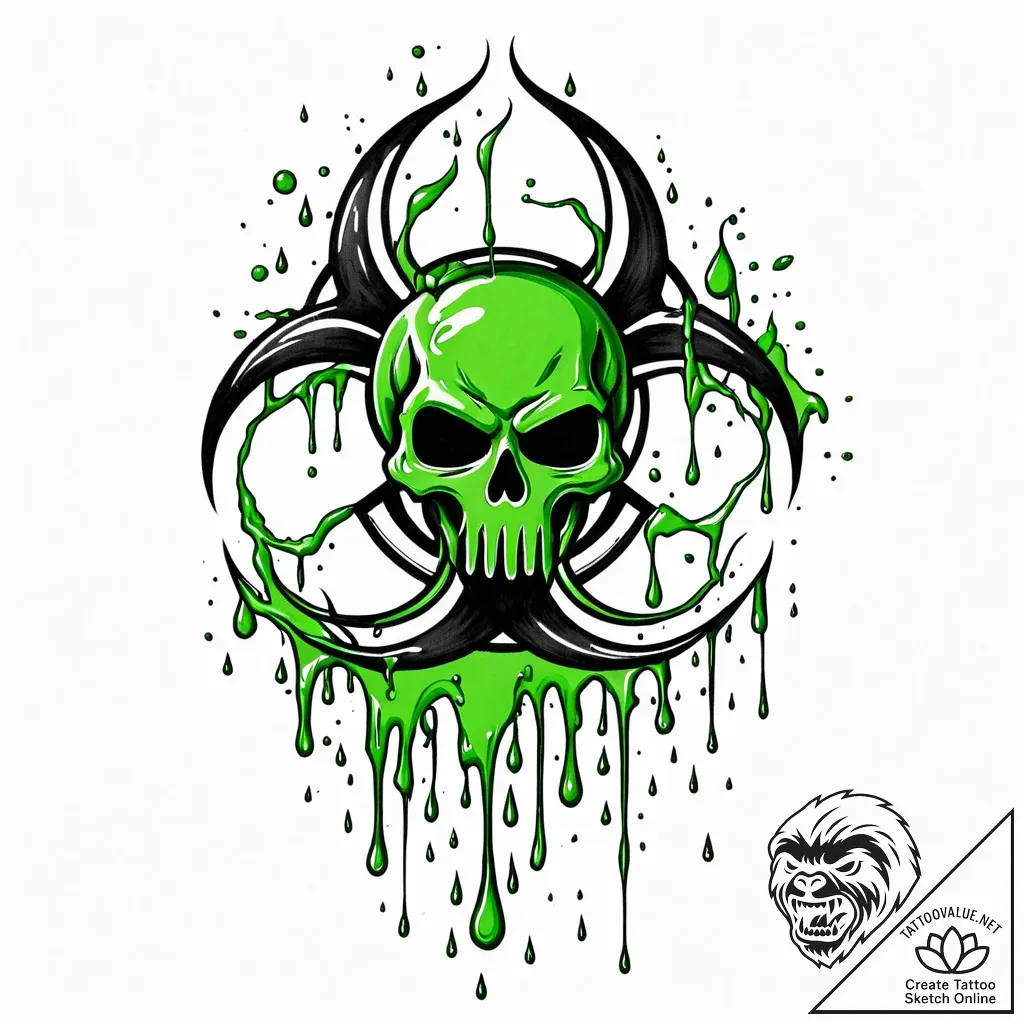 Tattoo sketch a stylized biohazard symbol dri... - style Jaeger Mini - tattoo sketch (06.12.2025 16:57)