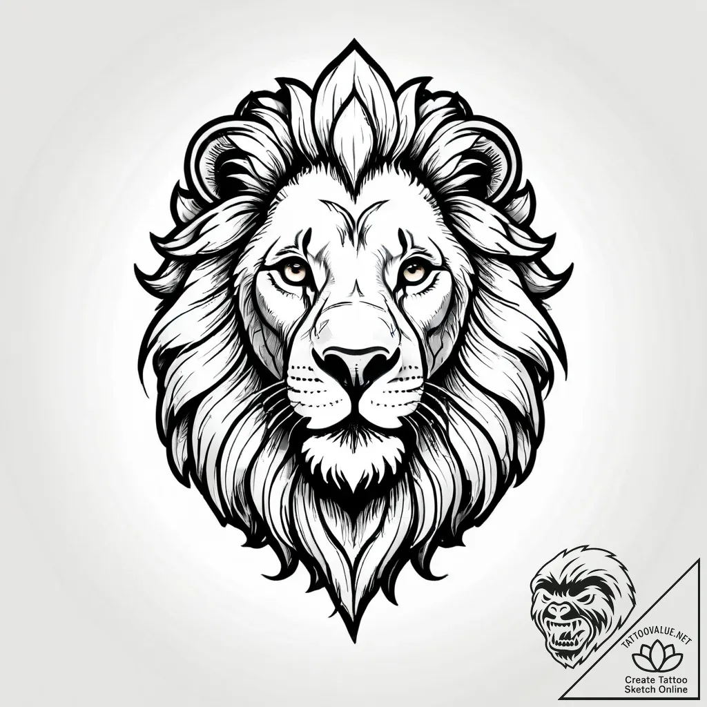 Tattoo sketch a leo lion as a protector of fo... - style Jagger Old - tattoo sketch (06.12.2025 17:17)