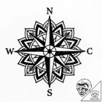 компас, ink illustration for tattoo, clean li… – style Flux Inscriptions – tattoo sketch (06.12.2025 17:37)