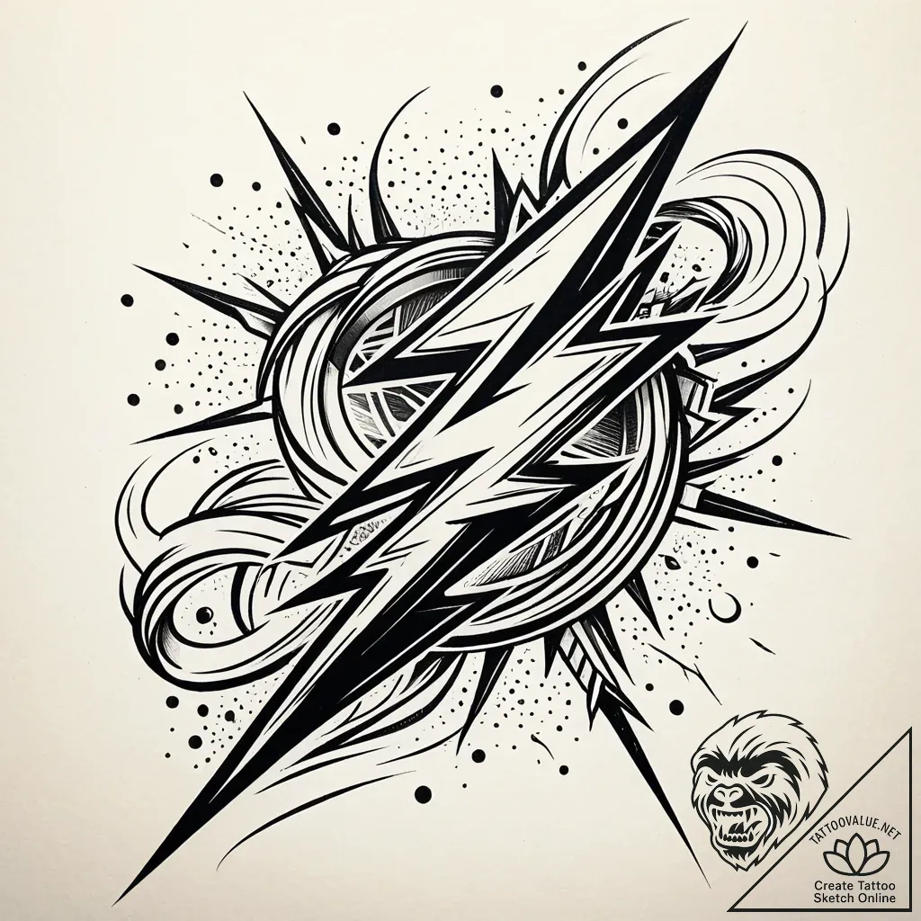 Tattoo design a stylized lightning bolt from... - style Jaeger Simple - tattoo sketch (06.12.2025 17:39)