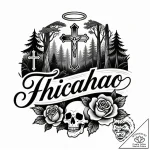 лес, concept art for tattoo, chicano tattoo s… – style Flux Inscriptions – tattoo sketch (06.12.2025 18:37)