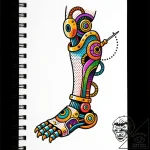 Tattoo sketch, hiccup with mechanical leg det… – style Flux Inscriptions – tattoo sketch (06.12.2025 21:17)