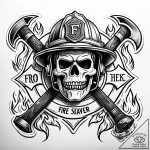 Tattoo sketch, firefighter helmet and axe cro… – style Jaeger Simple – tattoo sketch (06.12.2025 22:57)