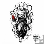 монах, concept art for tattoo, blackwork tatt… – style Jaeger Mini – tattoo sketch (06.12.2025 23:17)