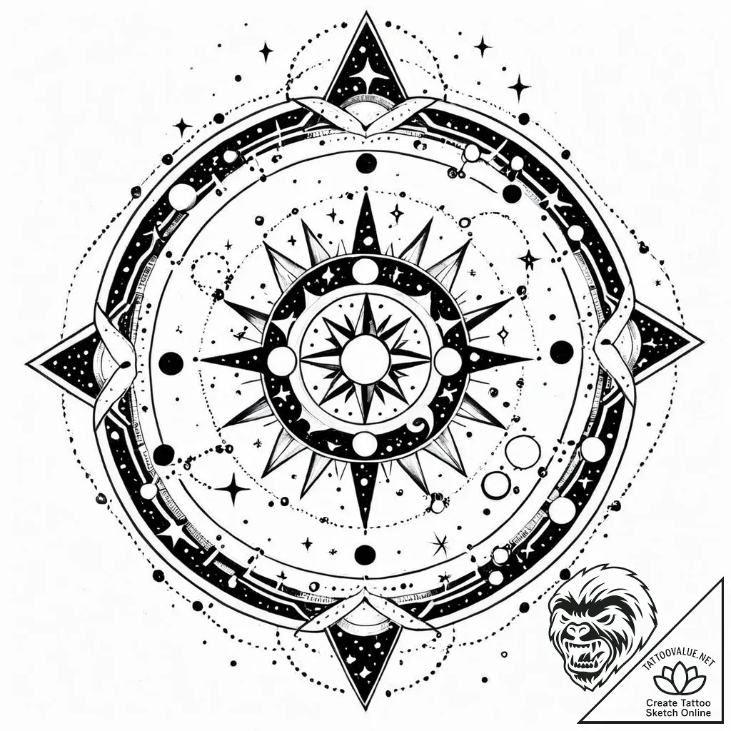 Tattoo design a cosmic dotwork sky with the z... - style Jaeger Mini - tattoo sketch (07.12.2025 00:37)