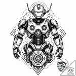 Tattoo sketch, robots with glowing circuitry,… – style Jaeger Mini – tattoo sketch (07.12.2025 01:37)