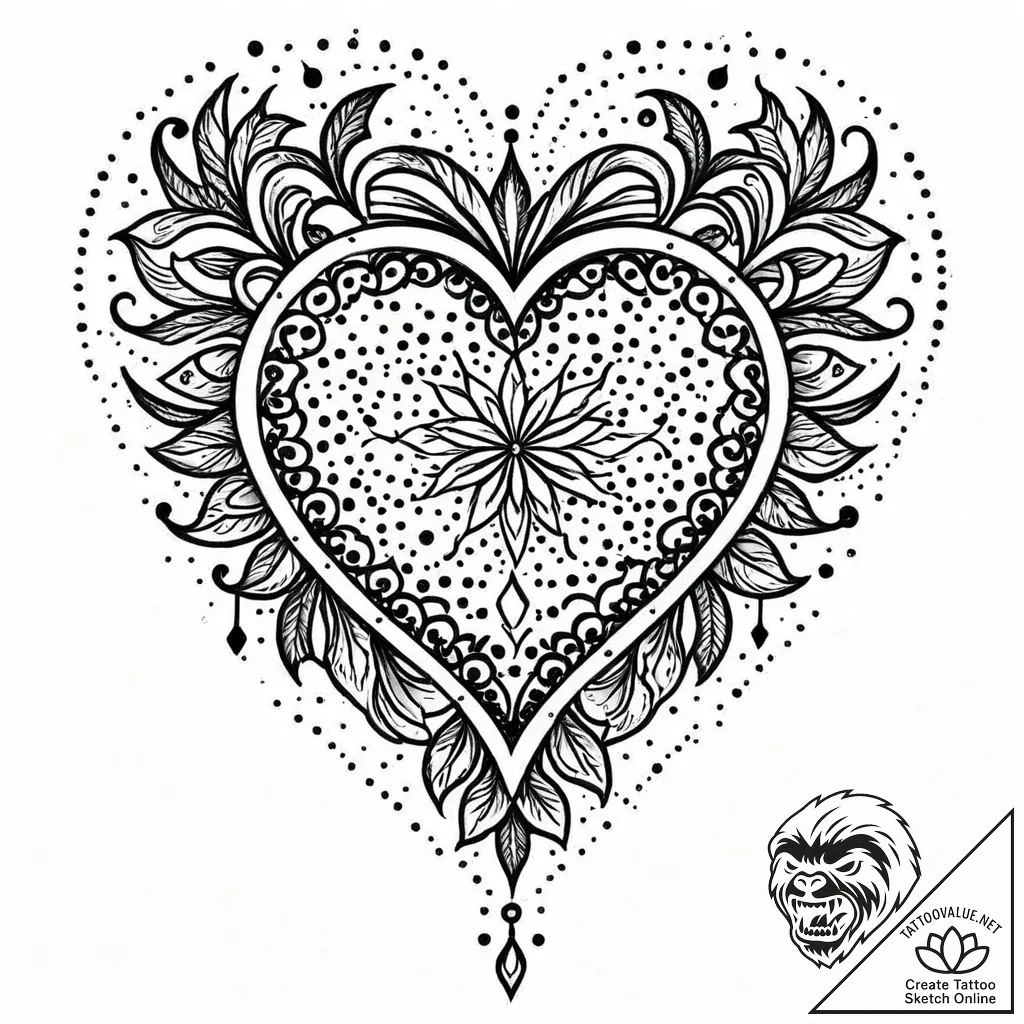 Tattoo design a heart outlined in fine line,... - style Jaeger Mini - tattoo sketch (07.12.2025 02:57)