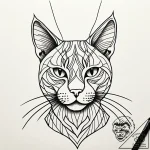 кошка, tattoo line art, on a clean white pape… – style Jaeger Simple – tattoo sketch (07.12.2025 03:57)