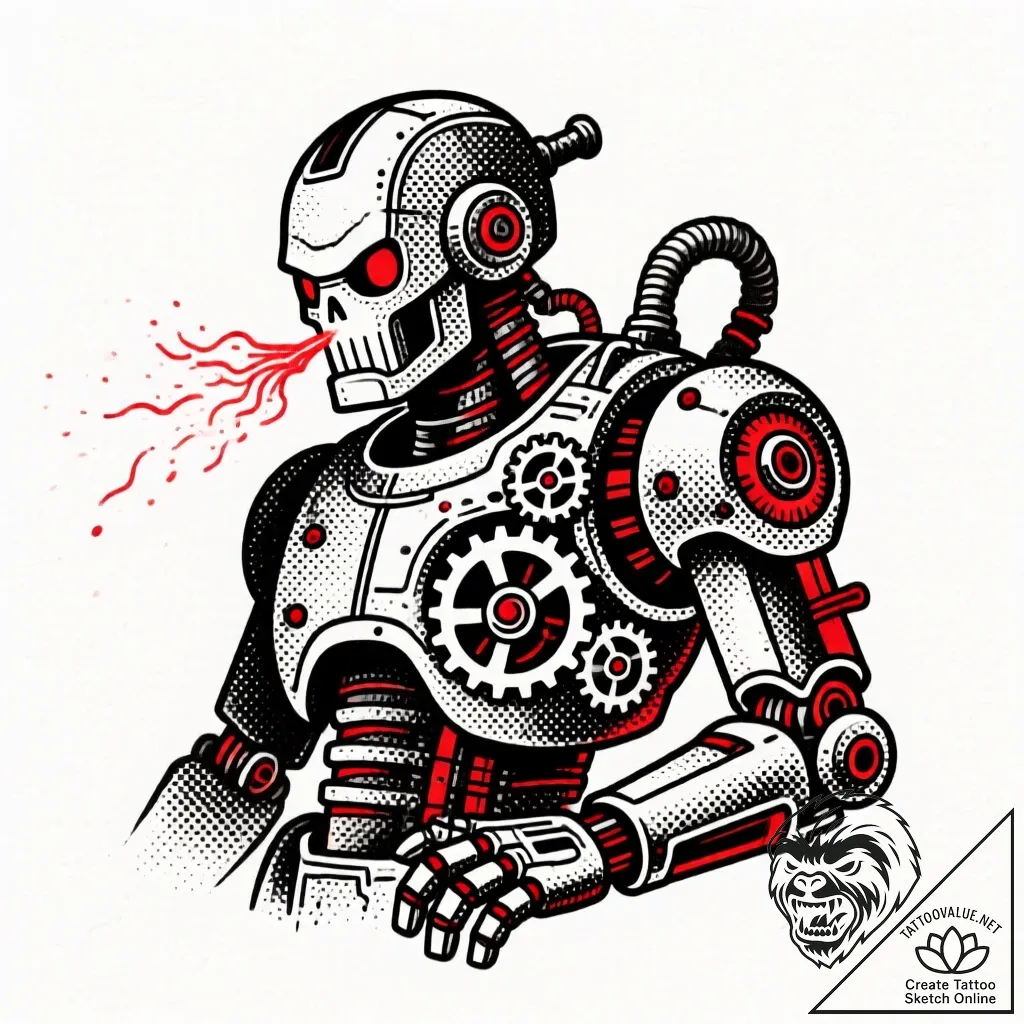 An ancient automaton slowly awakening in a fo... - style Flux Inscriptions - tattoo sketch (07.12.2025 04:57)