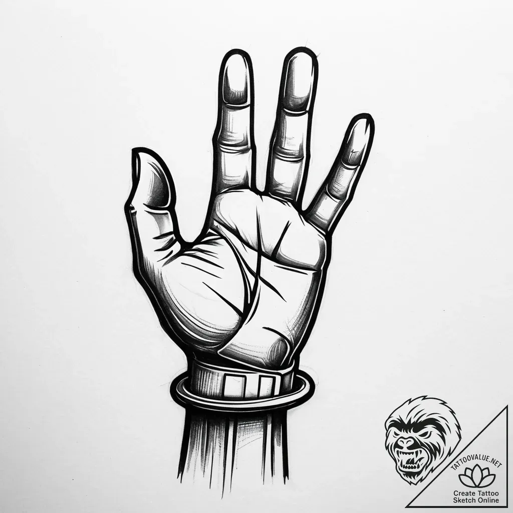 ладонь, concept art for tattoo, on a clean wh... - style Jaeger Simple - tattoo sketch (07.12.2025 07:56)