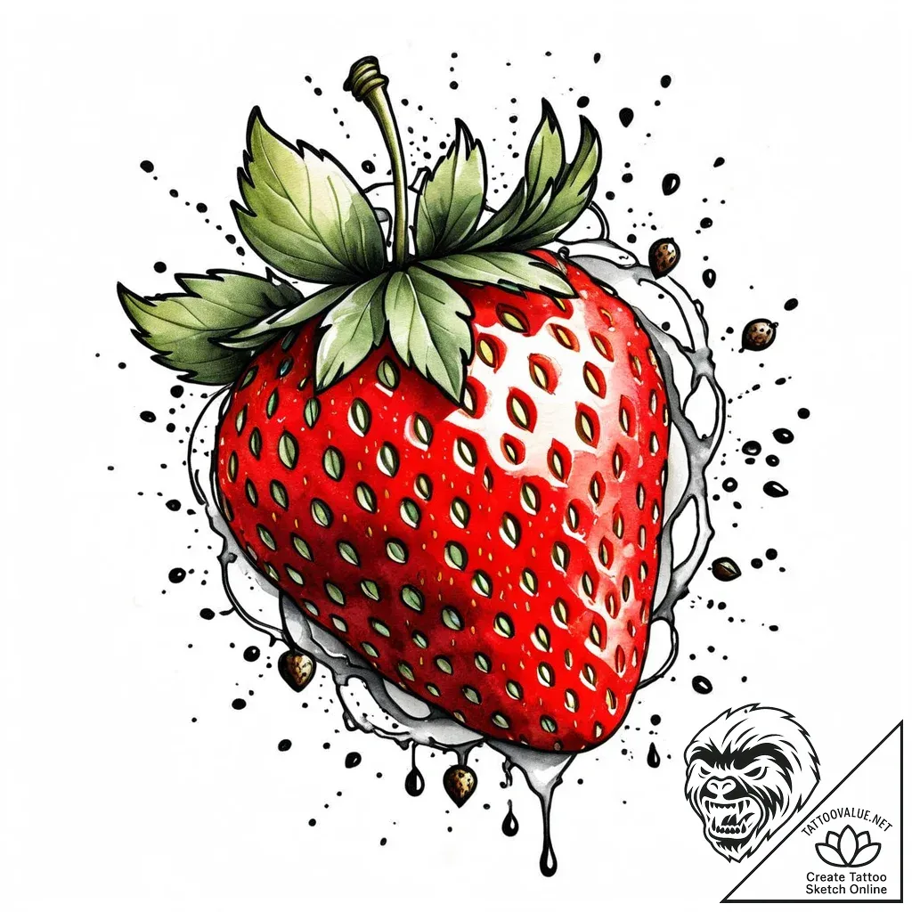 A macro shot of the surface of a strawberry,... - style Jaeger Mini - tattoo sketch (07.12.2025 08:16)