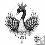 Black swan with a silver crown swimming on in… – style Jaeger Mini – tattoo sketch (07.12.2025 09:37)