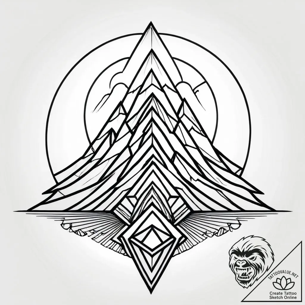 Tat tattoo sketch, majestic mountain range wi... - style Jagger Old - tattoo sketch (07.12.2025 09:57)