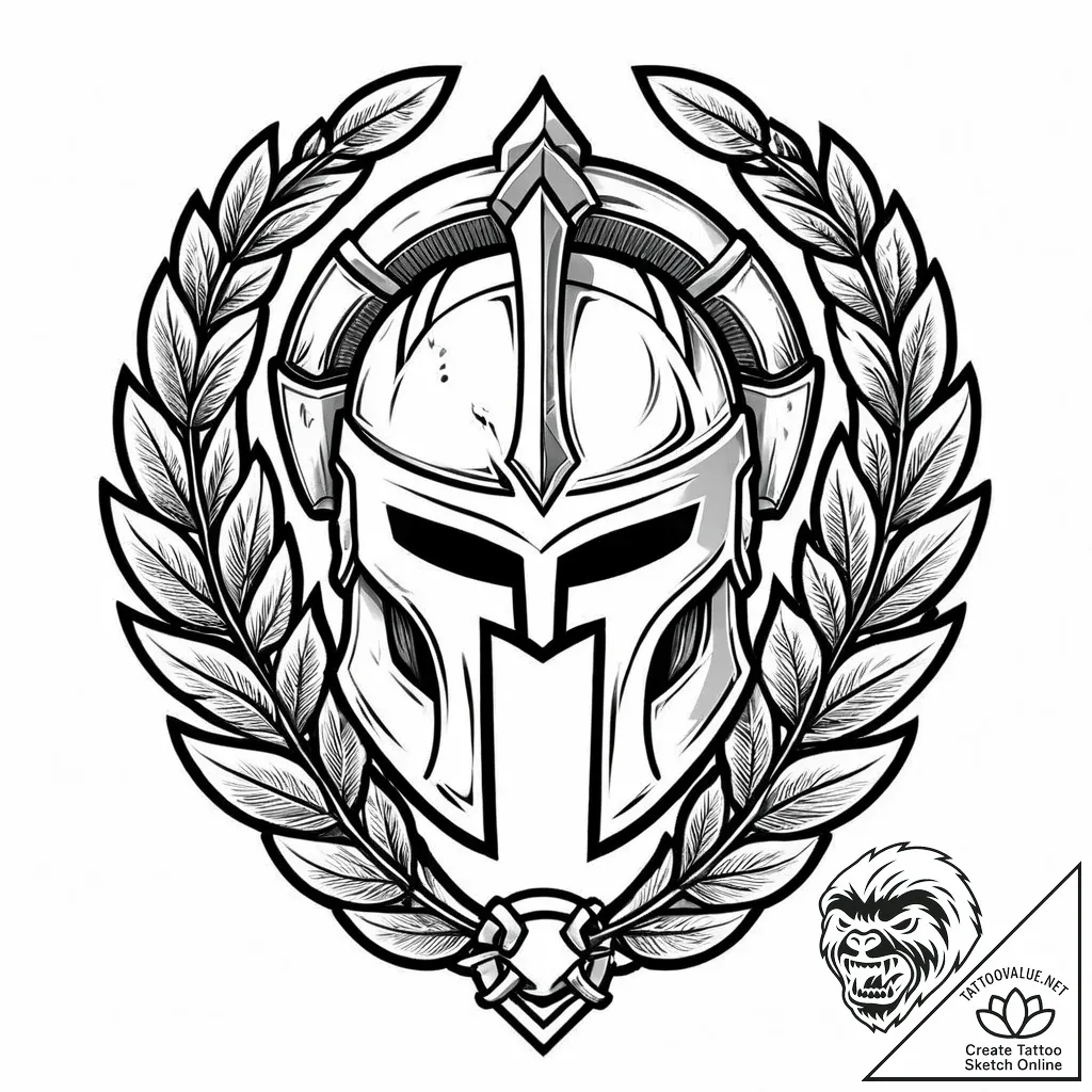 Tattoo design a spartan helmet with a laurel... - style Jaeger Mini - tattoo sketch (07.12.2025 10:56)