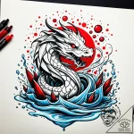 Tattoo design a calm lake with a fantasy crea… – style Jaeger Simple – tattoo sketch (07.12.2025 13:17)