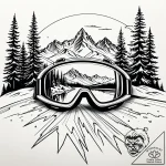 Tat tattoo sketch, skier’s goggles reflecting… – style Jaeger Simple – tattoo sketch (07.12.2025 18:16)